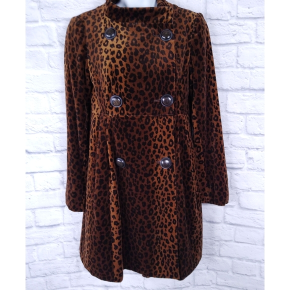 Nanette Lepore Jackets & Blazers - Nanette Lepore Leopard Print Velvet Pea Coat